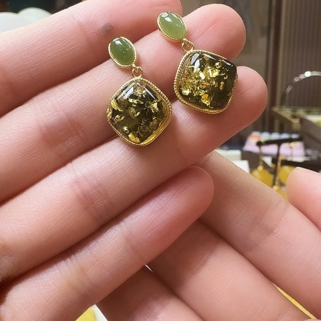 琥珀未镶嵌颈饰耳坠