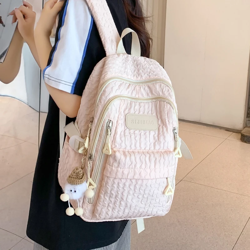 新款书包ins简约学院风书包女生大容量百搭双肩包韩版旅行小书包