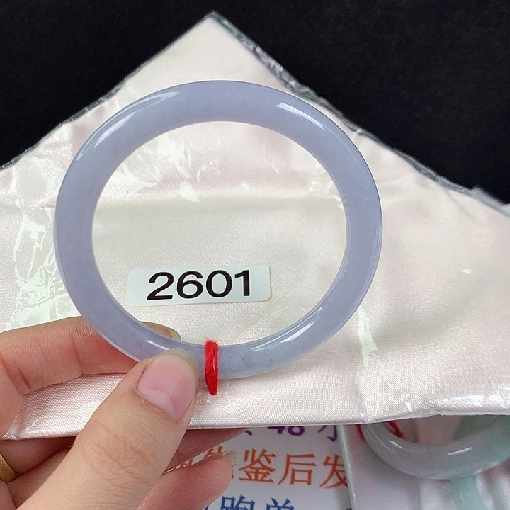 翡翠未镶嵌手镯57圈，糯冰满圈紫罗兰