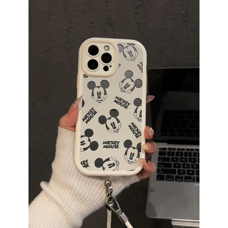 镂空米奇适用苹果16pro创意iPhone15奶油手机壳华为p可爱卡通荣耀