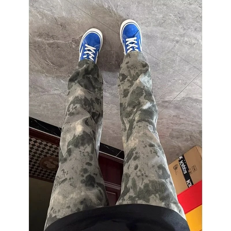 美式迷彩工装裤男春秋季高街潮牌直筒宽松休闲长裤cleanfit裤子