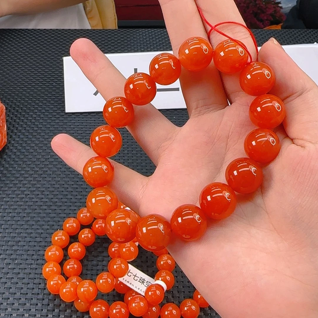 颈饰未镶嵌南红玛瑙滴水洞卡14手串