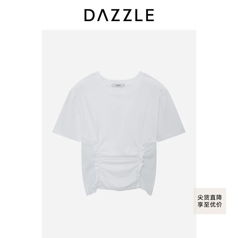 【赵老板专属】DAZZLE地素短袖T恤秋季白色立裁短袖T恤2H3B301