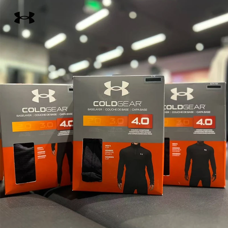 安德玛新款Base男子蓄热保暖内衣运动紧身衣训练户外滑雪运动T恤