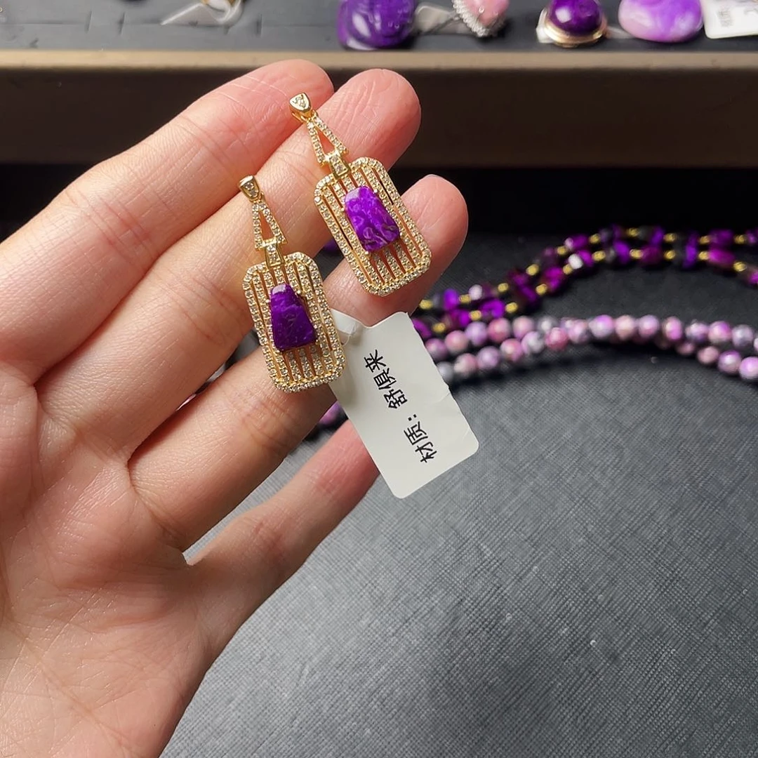 银S925镶嵌苏纪石（舒俱来）耳环