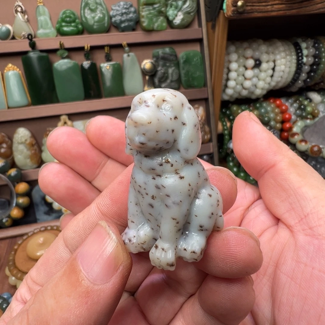 和田玉未镶嵌颈饰桂花糕小狗宝 福利13