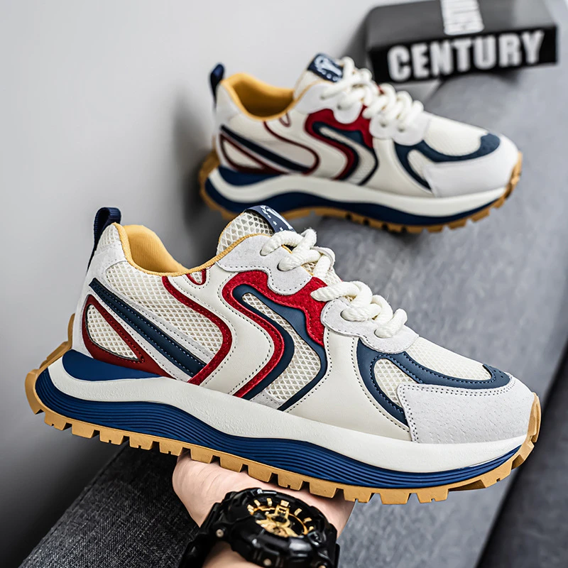 男鞋2025夏季新款透气网面鞋厚底防滑耐磨运动鞋子男士休闲老爹鞋