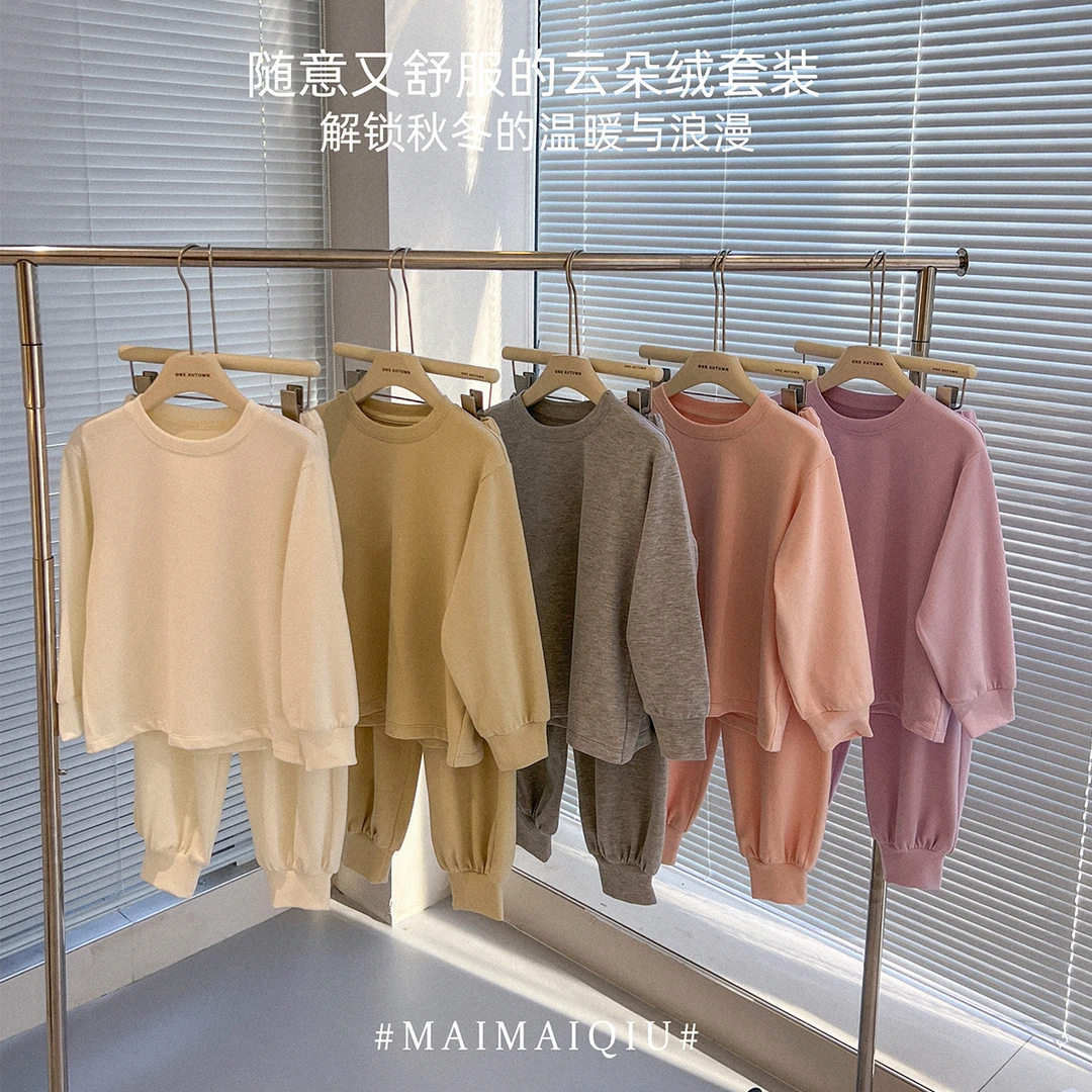 现货「麦麦秋」【懒人星期天】云朵绒女中大童冬家居服套装GD2590