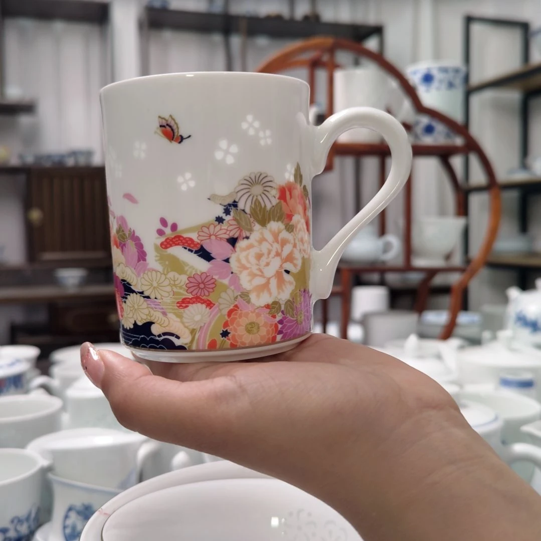瓷花镜马克杯一个景德镇