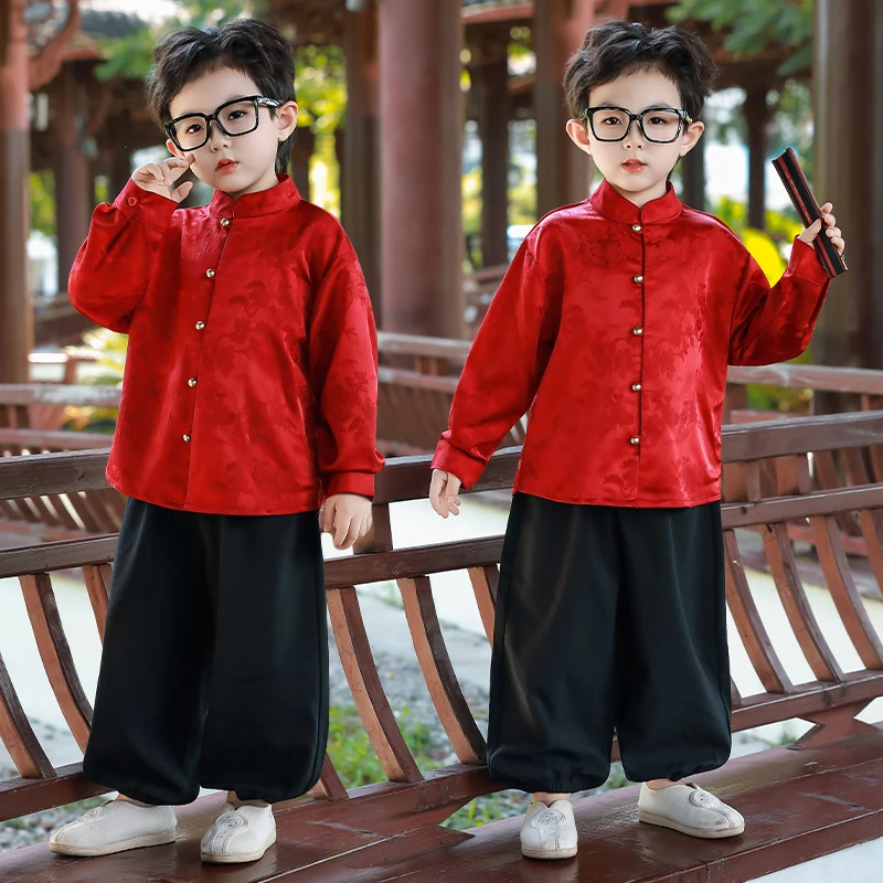 儿童秋款新中式外套男宝宝国风盘扣民族古风幼儿园表演服唐装汉服
