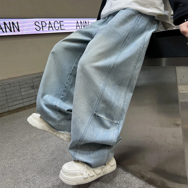 儿童装男童春装浅色裤子2025新款中大童牛仔裤男孩春季休闲春秋款