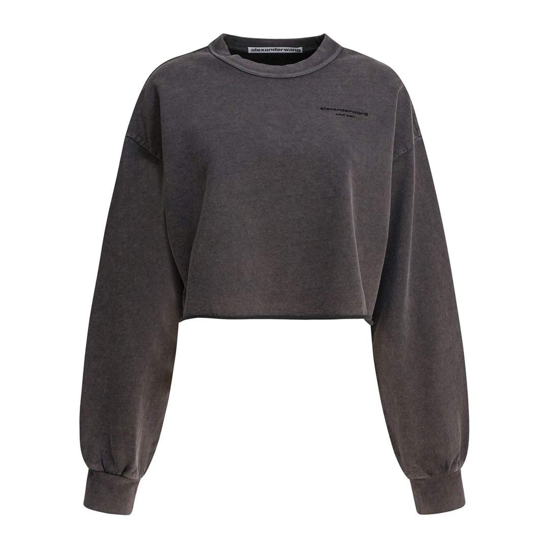 ALEXANDER WANG女款徽标短款宽松长袖卫衣 1CC3251081 011