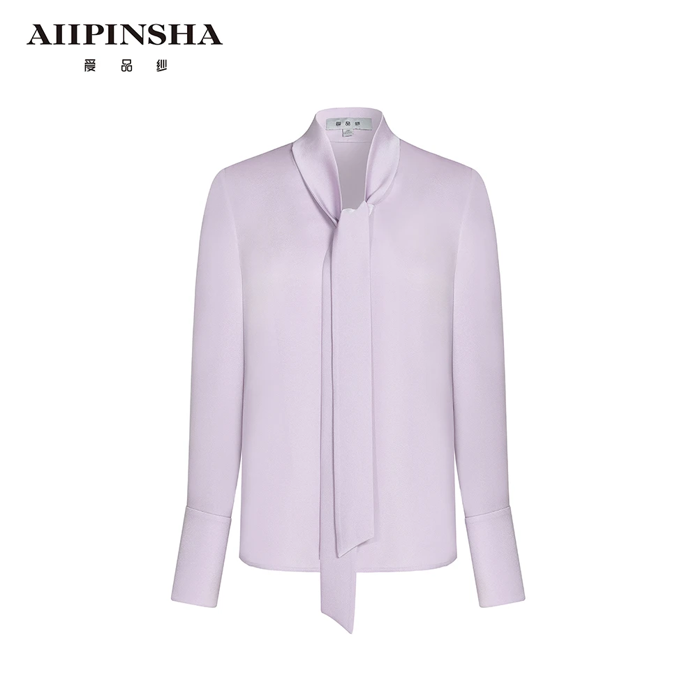 琴老板爱品纱【紫藤花开】三醋酸轻奢设计师百搭绑带上衣E6SB676EWP