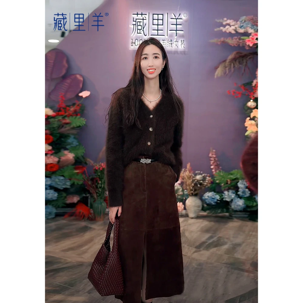 藏里羊【北美小动物毛毛】慵懒风V领开衫外套M1504
