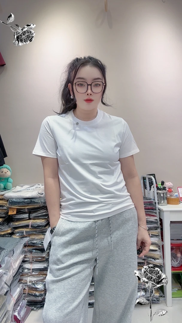 冰瓷棉上衣简单小标2025年夏新款弹性修身百搭显瘦女T
