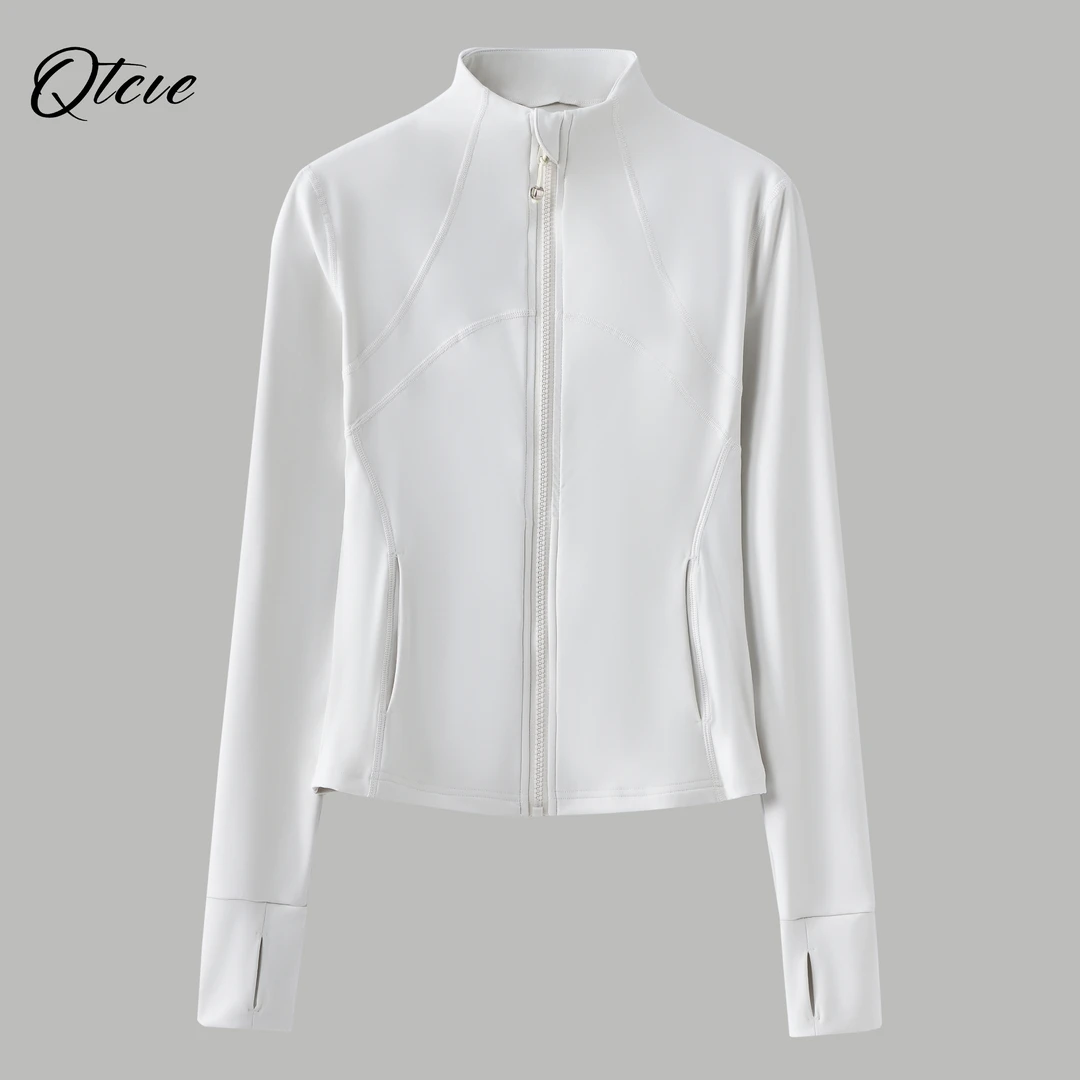 瑜伽外套女秋冬季专业运动跑步时尚骑行服修身长袖健身显瘦上衣