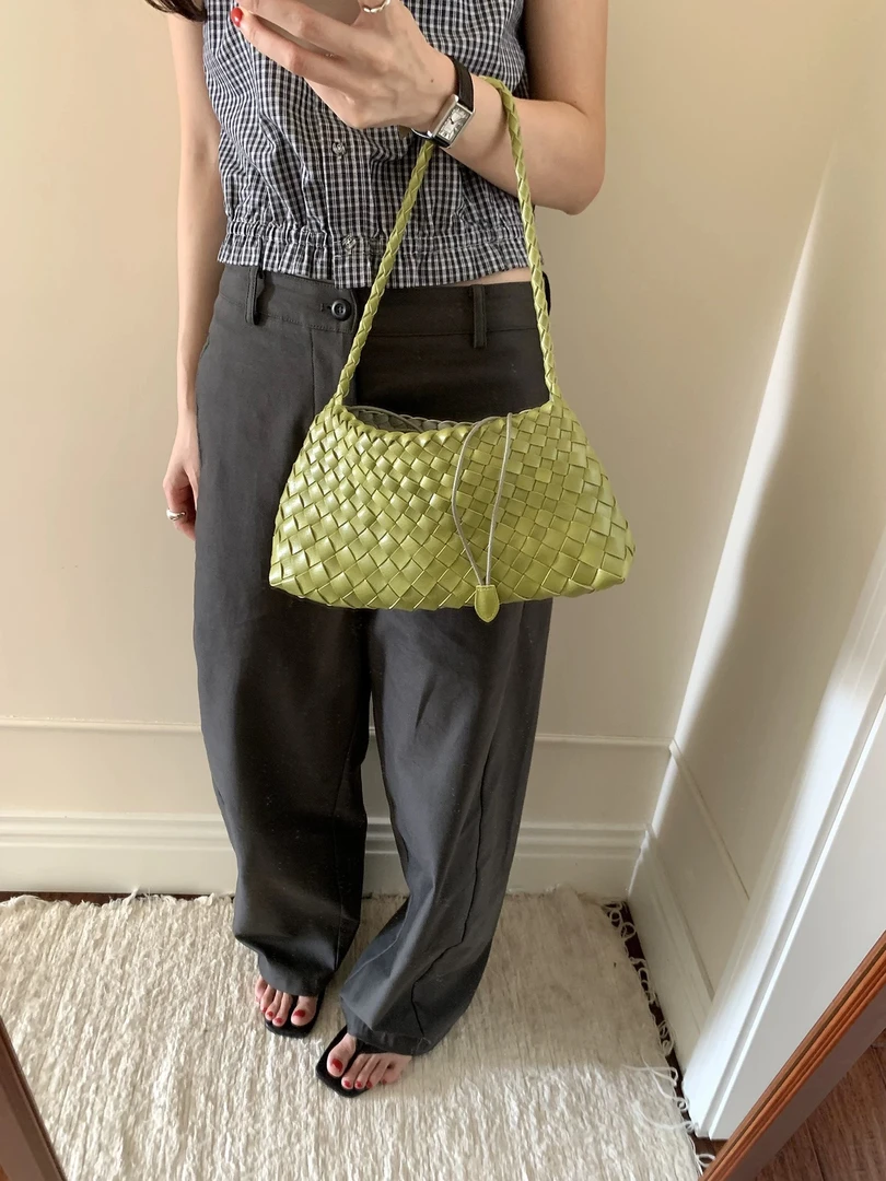 「Ohyoudo」法式文艺编织腋下包/气质新款!百搭单肩包小众月牙包