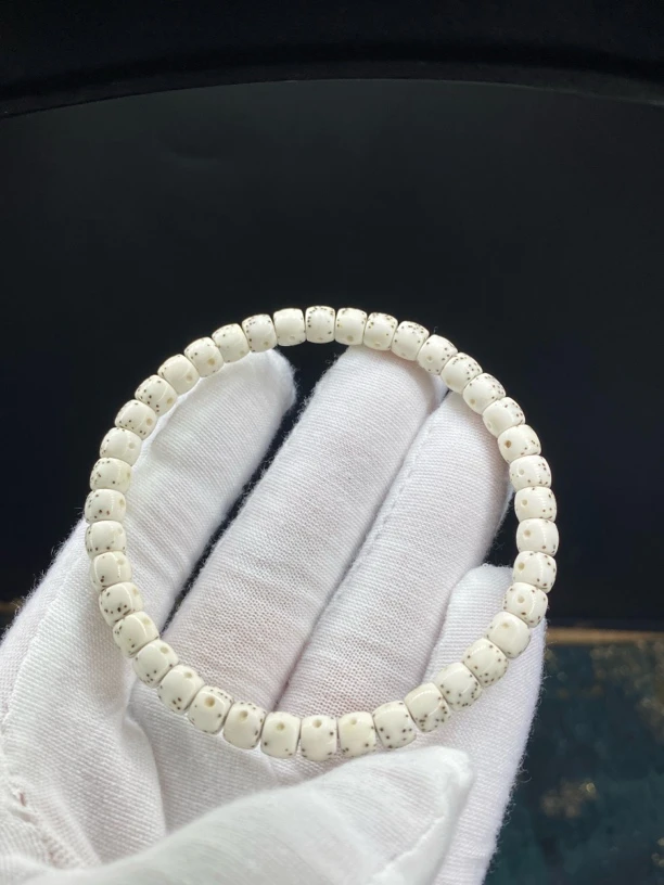 懿缘 玫瑰标款6×5原脂白火龙果天然月一物一图高端星月菩提手串