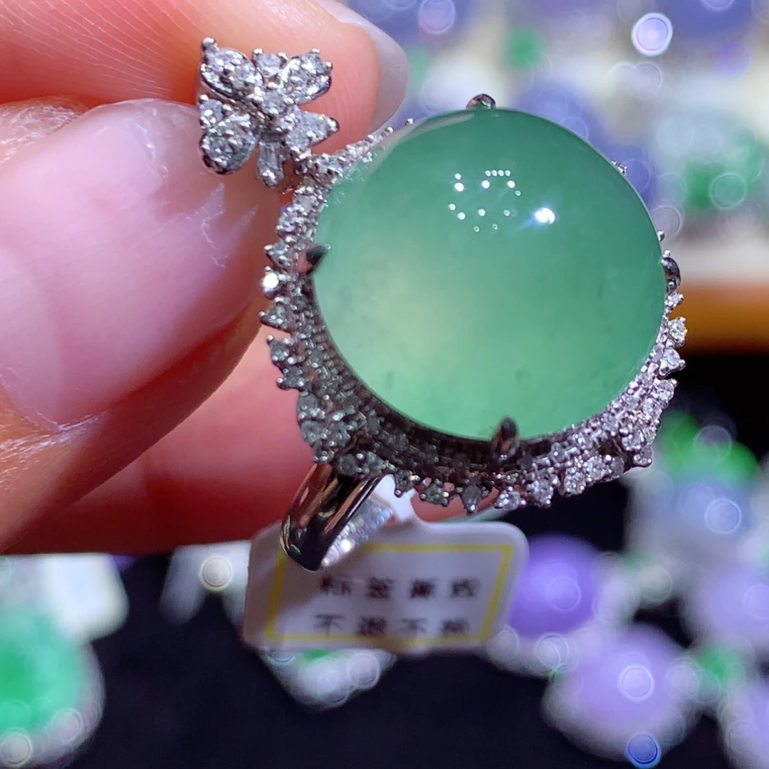 吊坠(不含链)18K金镶嵌翡翠