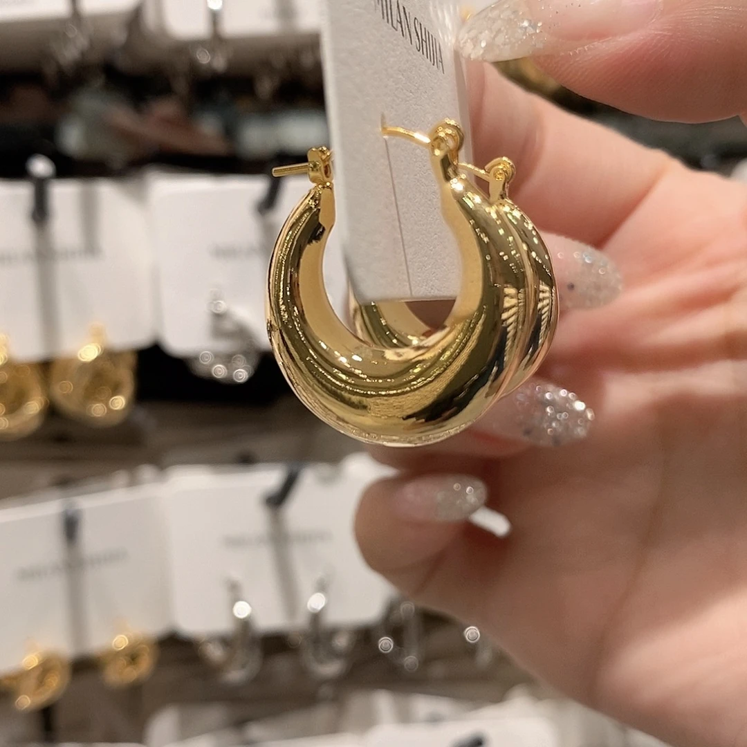 铜合金925银金色水滴耳扣