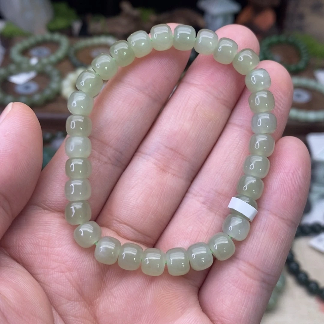 和田玉未镶嵌手链晴水老型珠卡7