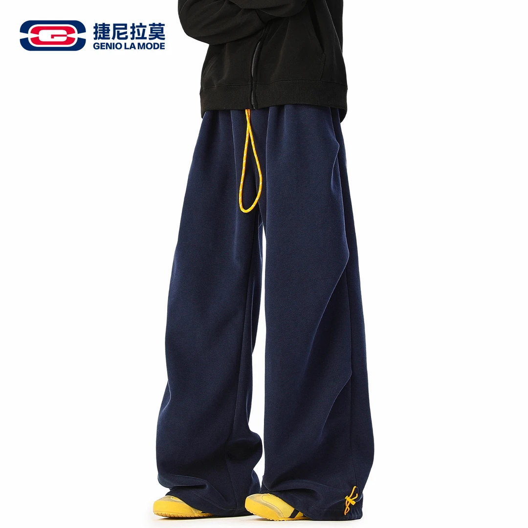【敖瑞鹏代言】GENIOLAMODE美式重磅褶皱男士秋季潮牌休闲阔腿卫裤