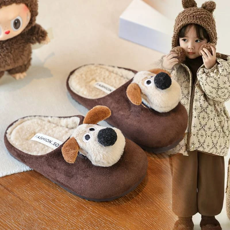 韩版卡通毛绒防滑保暖加厚加绒网红软底秋冬季棉拖亲子情侣学生居