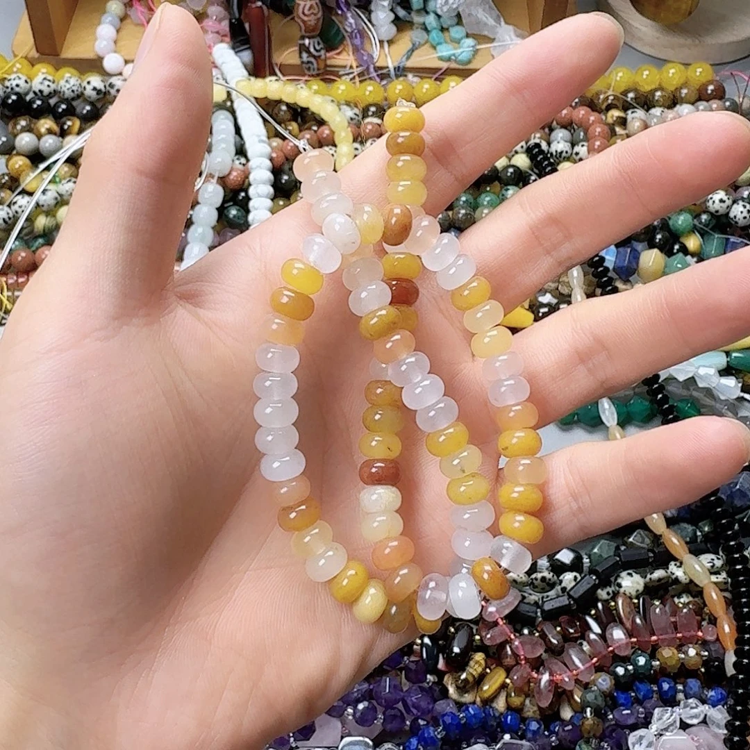 未镶嵌玛瑙/玉髓珠宝半成品卡8金丝玉算盘一条
