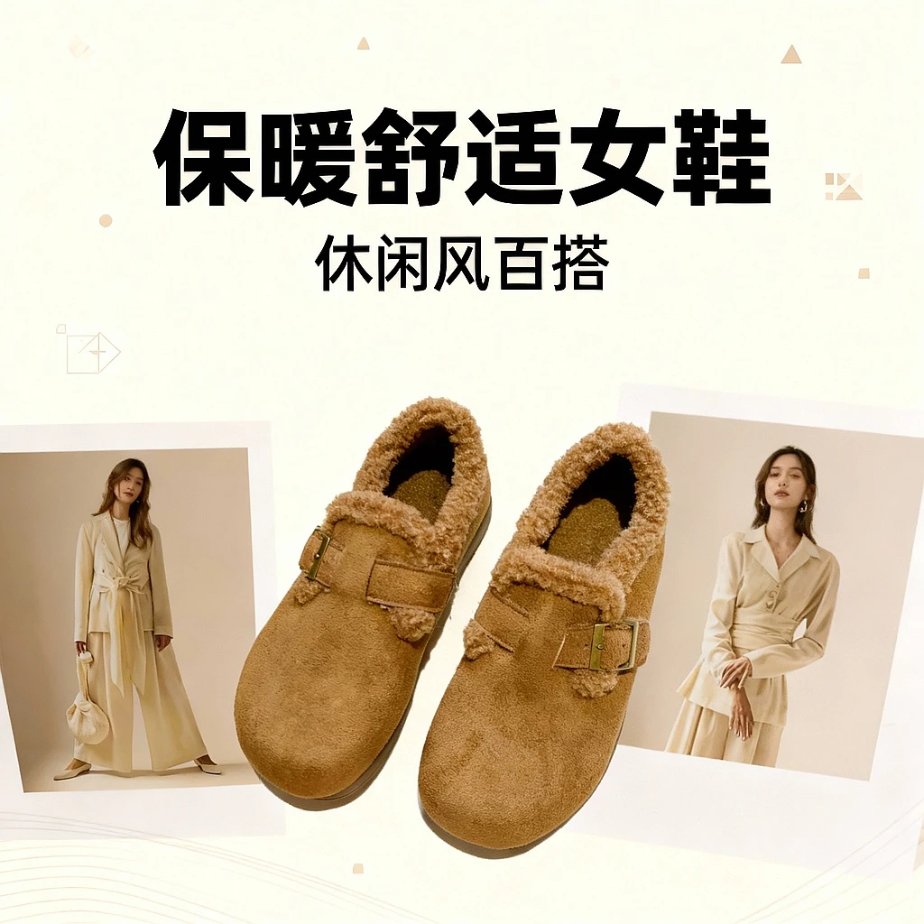 豆豆9 2025新款保暖舒适PU皮棉鞋百搭休闲鞋-1085