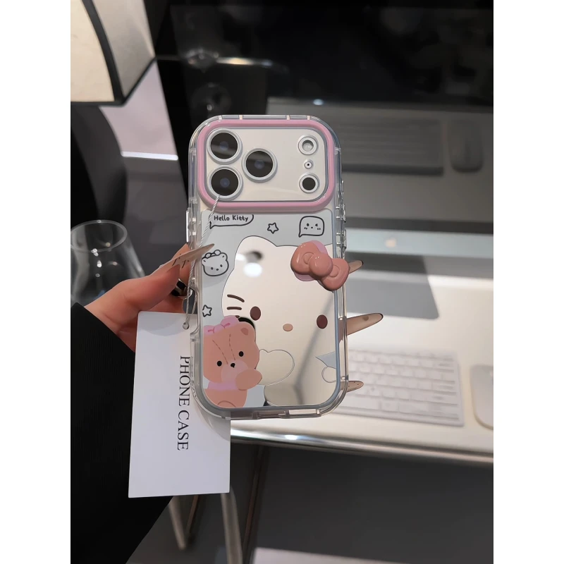 抱抱熊kt适用苹果17pro手机壳16pm镜面oppo华为p80奶油oppo小米15