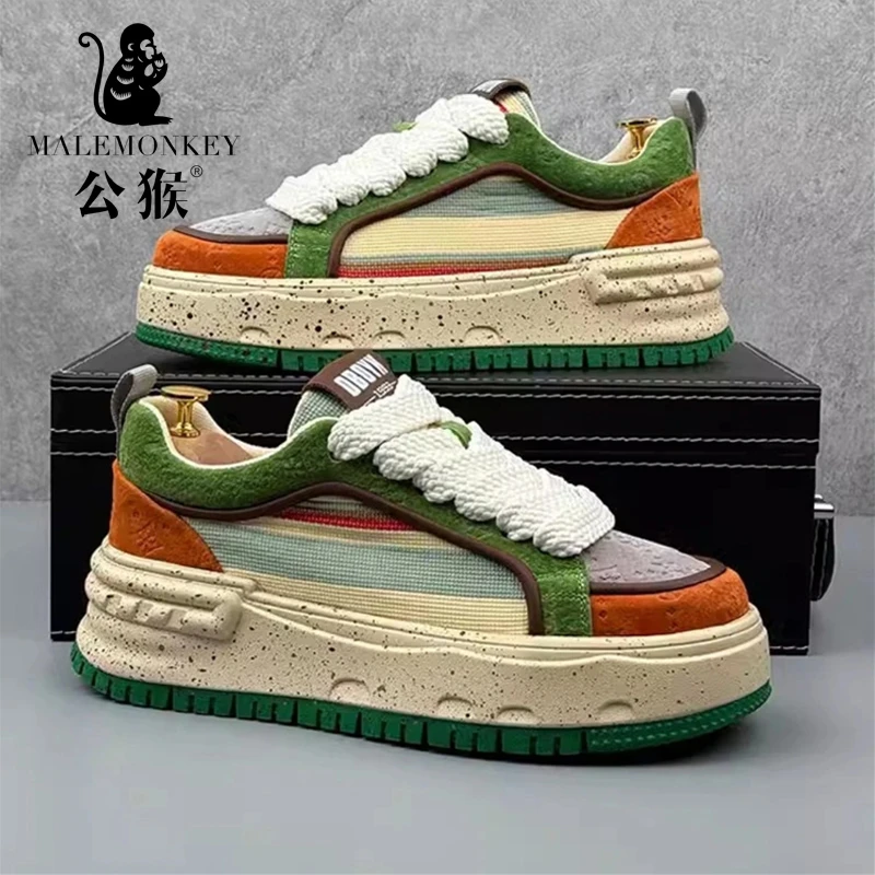 公猴透气网面运动鞋秋季韩版百搭增高板鞋男士防滑耐磨休闲鞋XL20