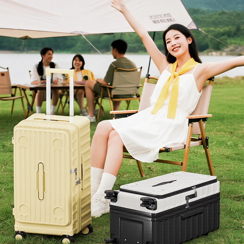 2025新款户外行李箱大容量前开口结实加厚露营拉杆箱男女旅行箱26