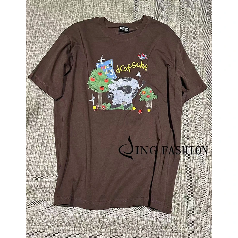 JING2025夏季简约16216短袖百搭T恤宽松图案大版夏季潮流