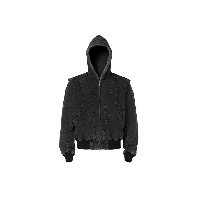 狼灰色座山雕加绒加厚外套男cleanfit重磅帆布水洗棉服夹克冬大衣