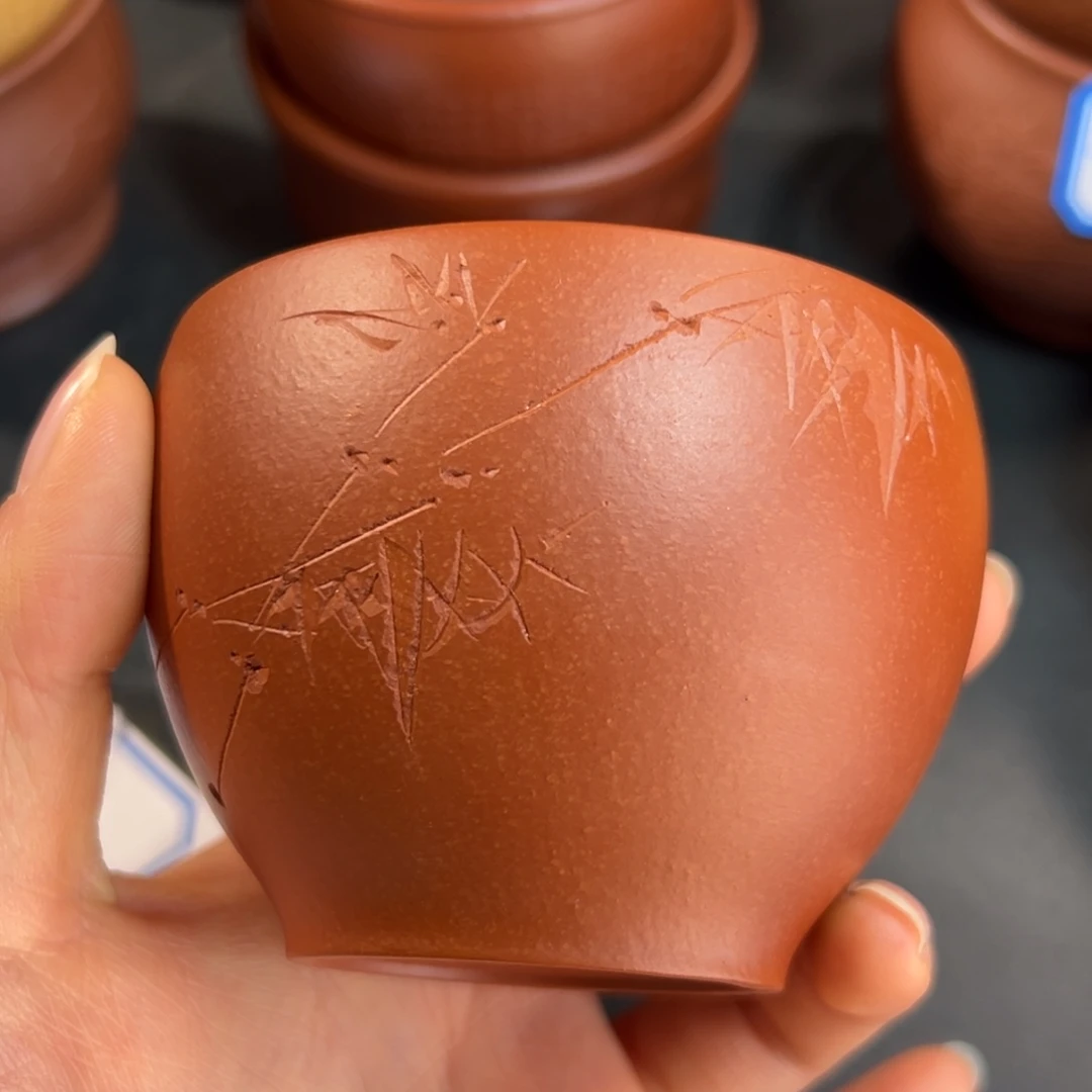 紫砂茶杯竹叶主人杯