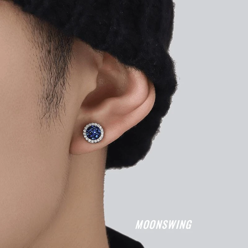 合金耳饰 晶簇耳钉男潮冷淡风个性小众设计简约ins风单只复古韩版