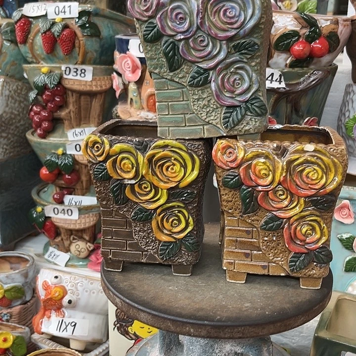 紫砂花盆粗陶材质多肉花盆