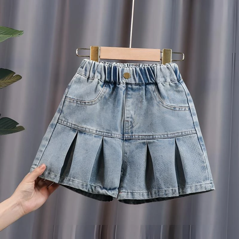 Br17女童薄款牛仔短裤夏季新款中大童热裤韩版百搭女孩夏天短裤子