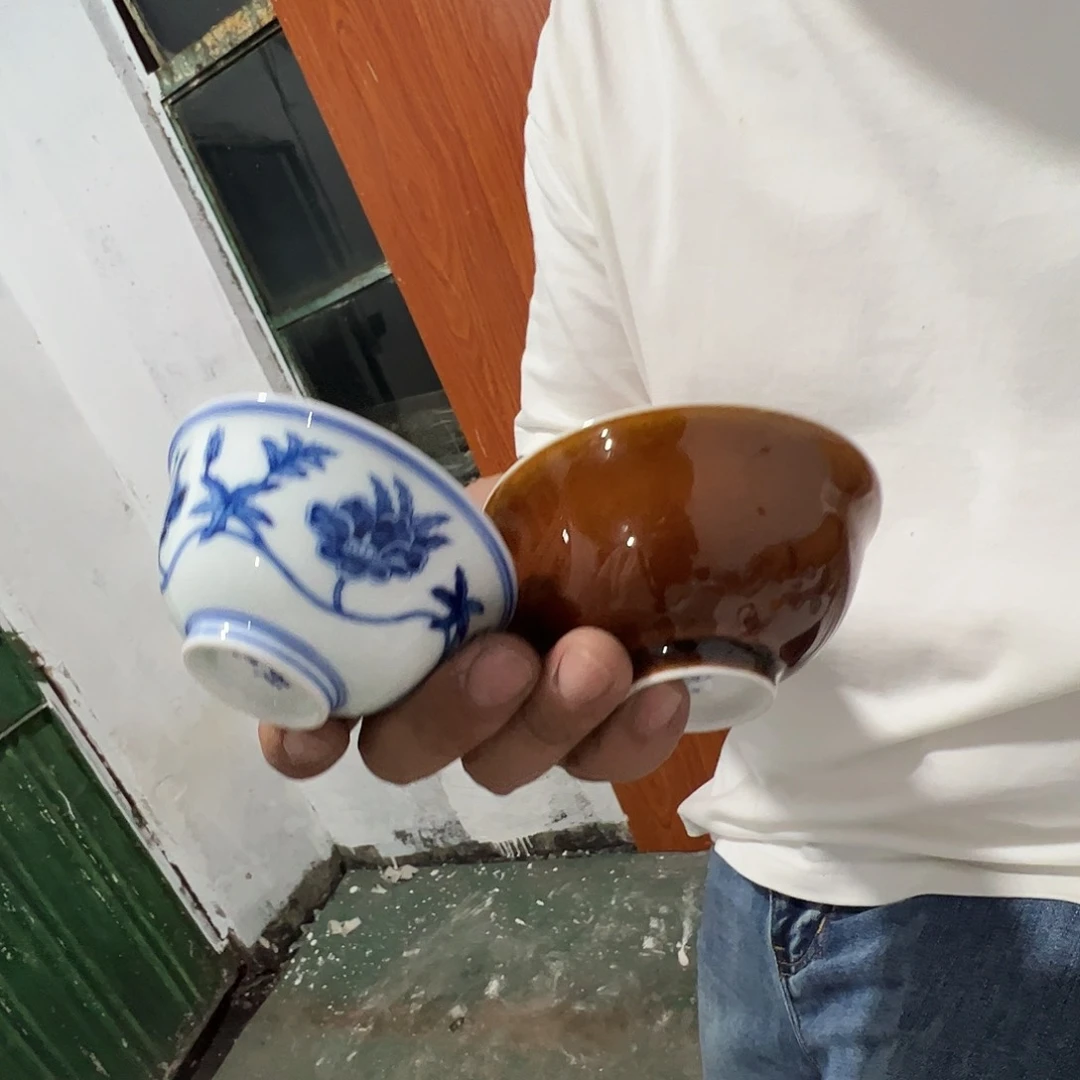 瓷片景德镇陶瓷秋葵加颜色釉2只