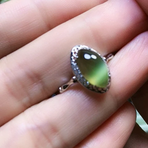 和田玉戒指银S925镶嵌