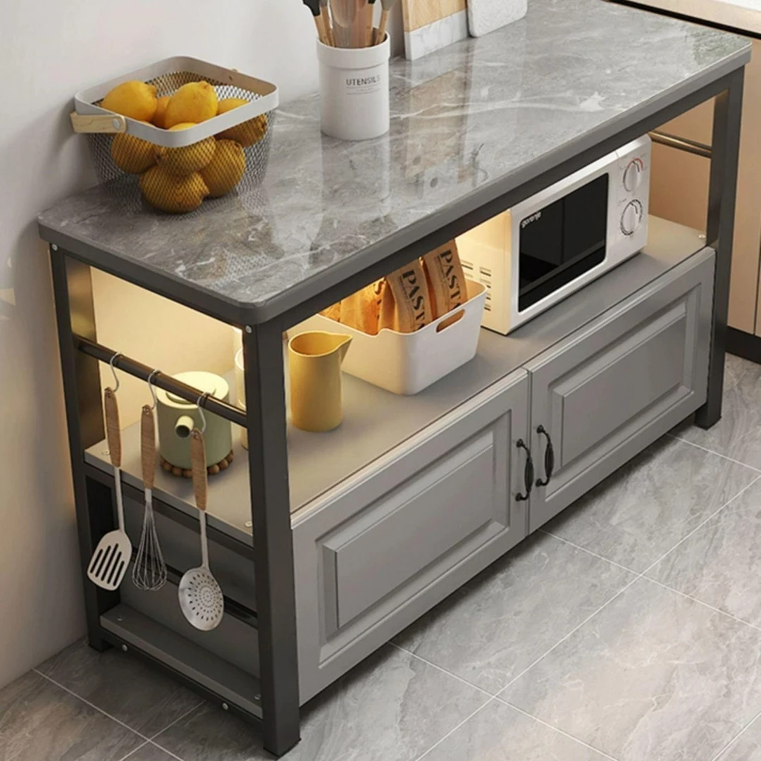 岩板厨房切菜置物架家庭微波炉多层收纳烤箱操作台落地三层储物柜