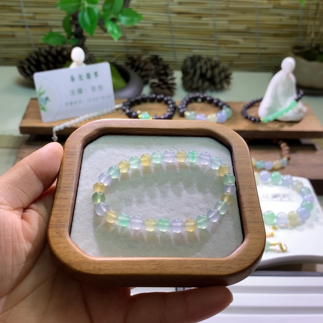 未镶嵌手链翡翠卡6mm青柠映翠