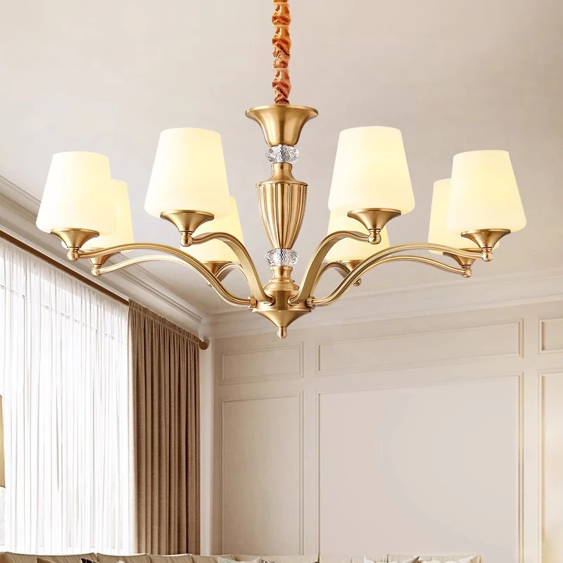 全铜法式客厅吊灯美式轻奢卧室大灯中古别墅餐厅大气复古新款灯具