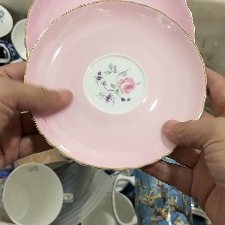 瓷片微瑕骨瓷碟粉两只装