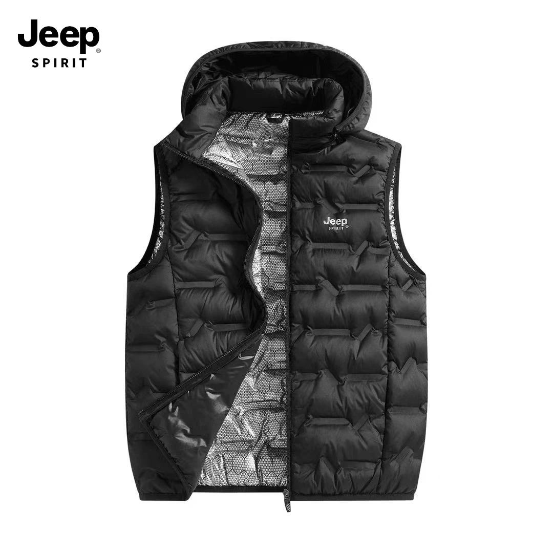 JEEPSPIRIT吉普秋冬可脱卸帽轻薄羽绒马甲百搭时尚运动保暖外套