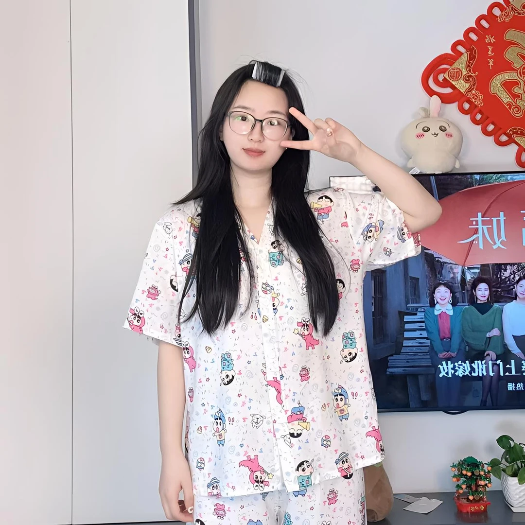 【快乐小新】  2025绵绸新家居服透气宽松韩版夏季透气排汗睡衣