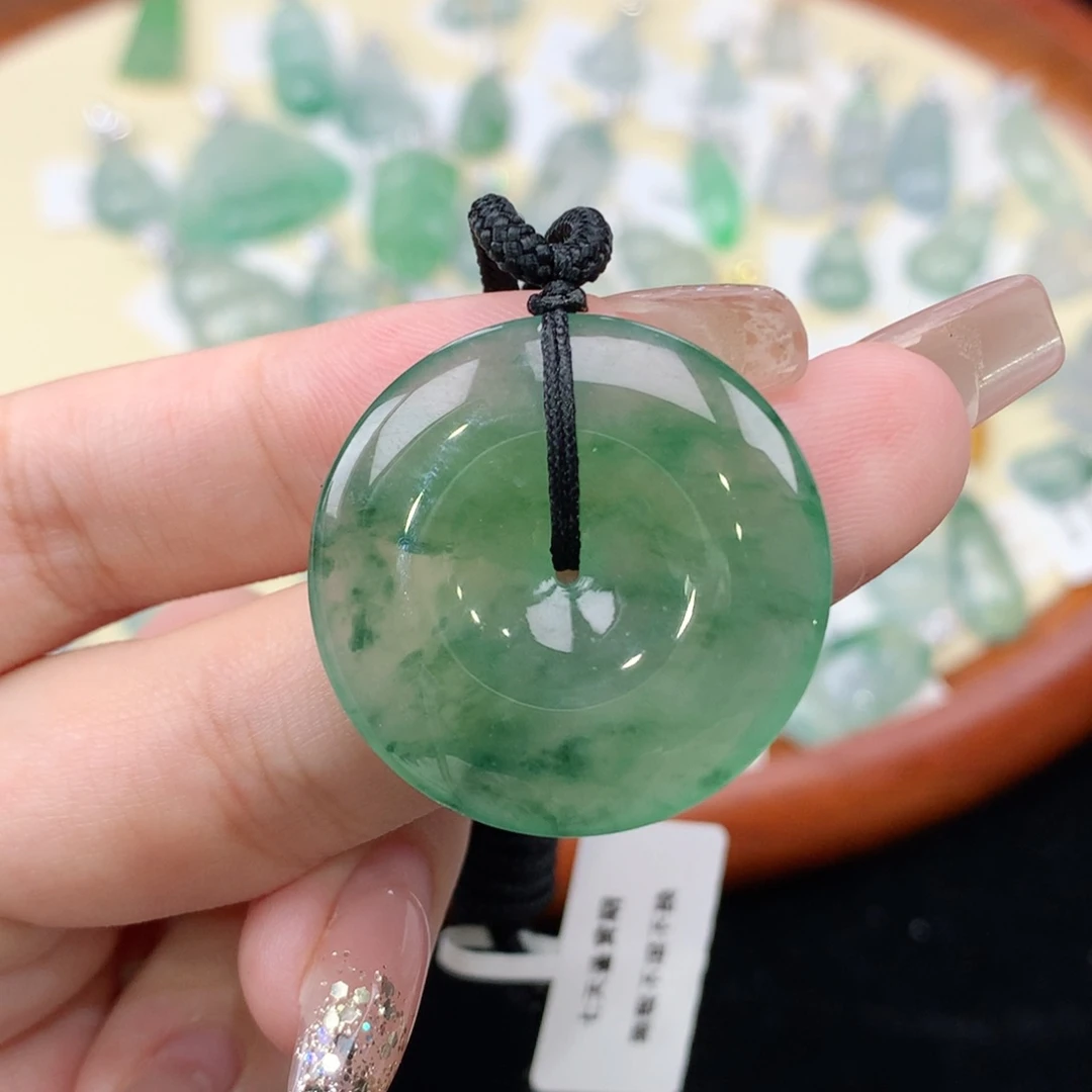 颈饰未镶嵌翡翠你**姨天然缅甸A货翡翠平安扣