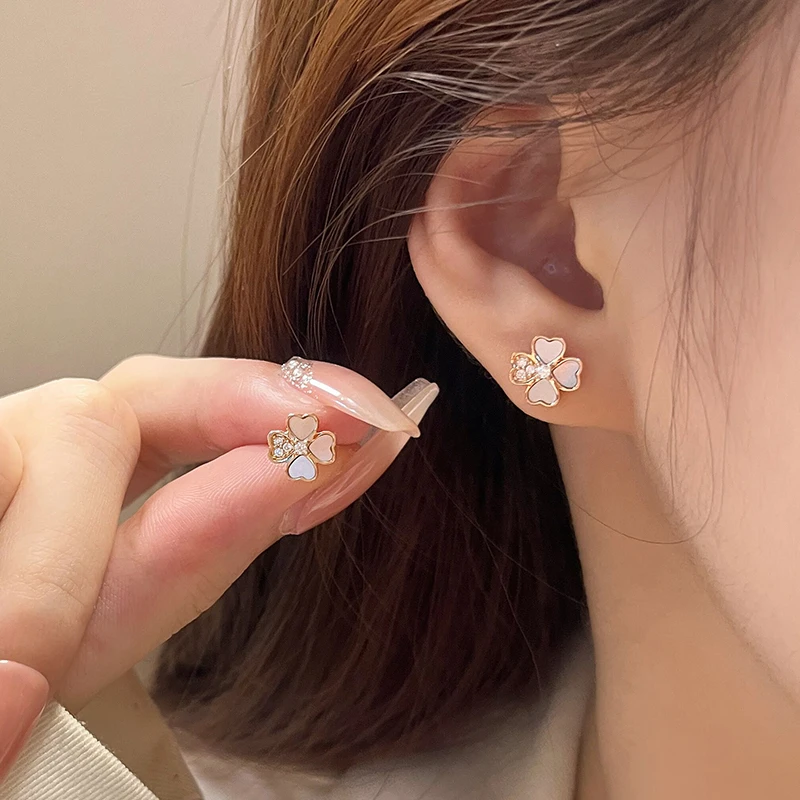 925银耳饰 幸运四叶草耳钉女款气质时尚轻奢感女友七夕生日礼物