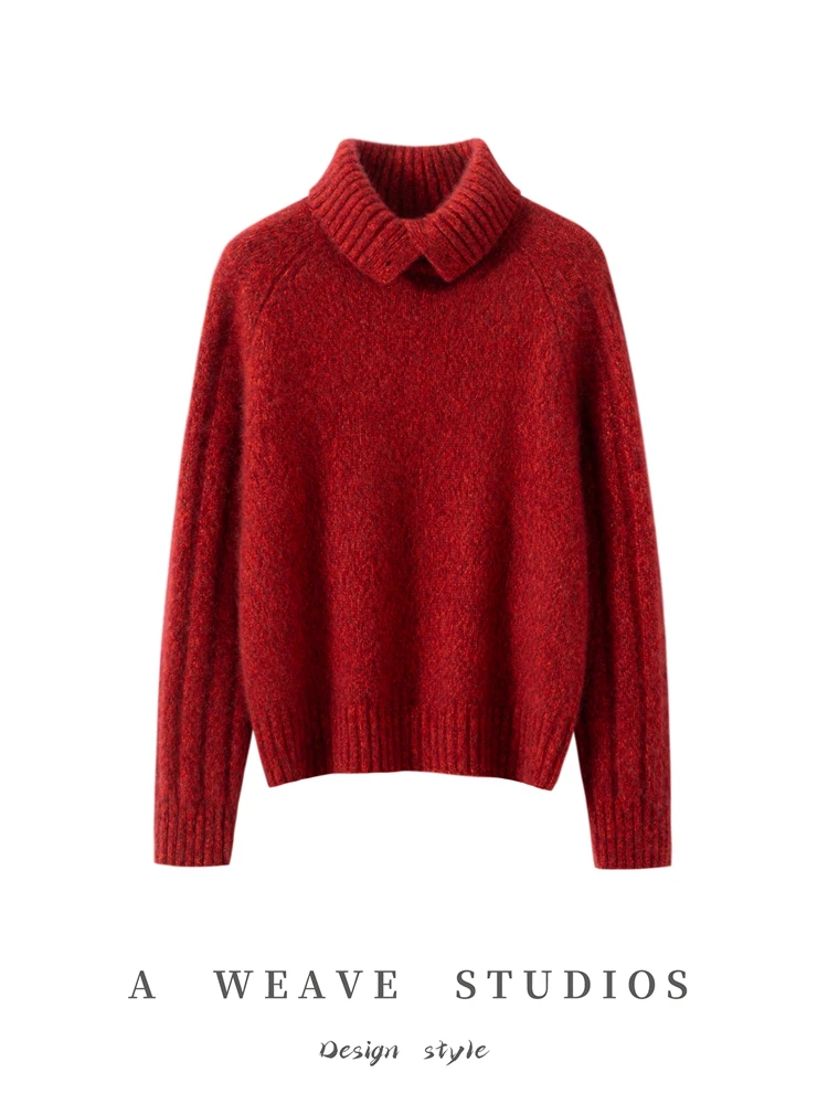 康宝莱丝羊绒厚款花纱女士纯色羊绒衫不褪色短款秋冬女半高领高领