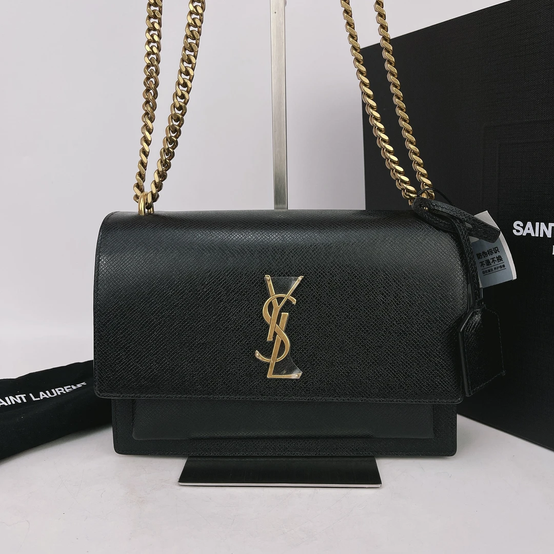 95新 YSL/圣罗兰 圣罗兰黑色链条包底22 k251